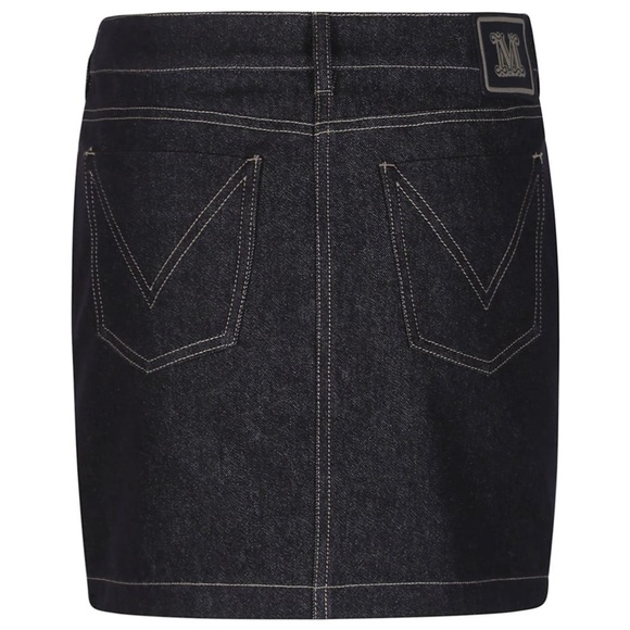 NWT MAX MARA Blue Giubba Denim Miniskirt with Logo Patch - Picture 4 of 16